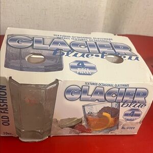 Texture octagonal Glassware verres by Glacier Blue set of 4 / 10 oz